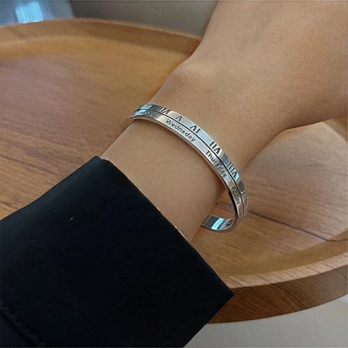 Handmade 925 Sterling Silver Bangle Bracelet Simple Silver/Gold Adjustable Cuff Bangles Durable Stainless Steel bracelet for Men &Women Daily Jewelry Gift for Anniversary Birthday Gift - color: Color 32