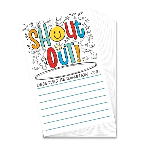 52 Pcs Positive Shout Out Cards, Appreciation Recognition Motivational Reward Cards for Teachers Students Employees and Workplace Teams, Good Behavior Incentive Card for School Classroom - color: Smiley Face