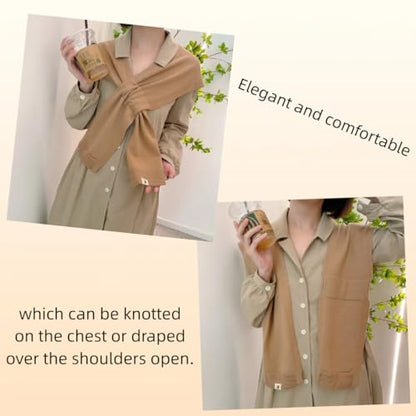Sweater Shawl Wraps for Women Fashion Knitted Shoulder Shawls Ponchos Casual Sweaters Scarf Cape Wraps with Sleeves - color: 06 Khaki