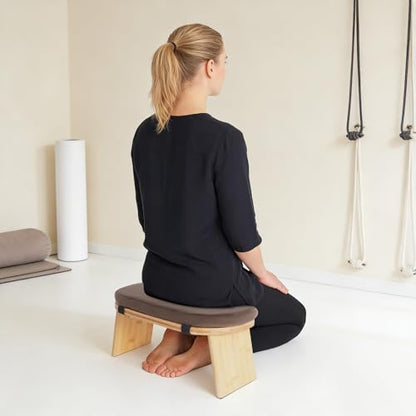 Foldable Kneeling Meditation Bench, Wooden Yoga Stool for Home Meditation and Prayer, Portable Ergonomic Seating for Spiritual Practice, Exercise, Adults and Teens, Coffee Brown