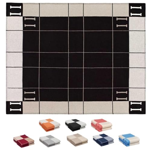 h Blanket Soft Throw Blanket Faux Fleece Cashmere Plaid Warm Shawl Thick Knitted Plush Cozy Comfy for Women Throw Blanket for Sofa Couch Bed Queen King Size 55x66 in (Black) - color: Black