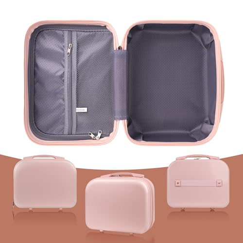 Portable Makeup Case 14inch Cosmetic Case Travel Toiletry Hand Luggage Carrying Case - color: PINK
