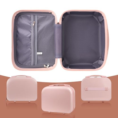 Portable Makeup Case 14inch Cosmetic Case Travel Toiletry Hand Luggage Carrying Case - color: PINK