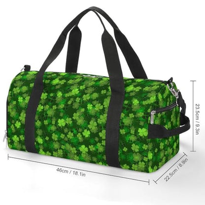 St Patricks Day Green Shamrock Clover Leaf Grass Large Capacity Portable Fitness Bag, Easy to Carry - color: St patricks day green Shamrock clover leaf gr