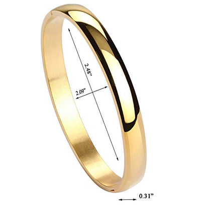 Womens 6MM Stainless Steel Brecelet Plain Polished Finish Cuff Bangle - color: Gold(Engraved)