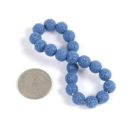 Justinstones Gem Semi Precious Gemstone 10mm Round Beads Stretch Bracelet 7 Inch Unisex - color: Dyed Blue Lava