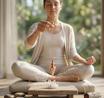 Cone with Round Ring Copper Metal Pendulum Healing dowsing Metaphysical Meditation Divination Pendulum - color: Reiki Dowsing