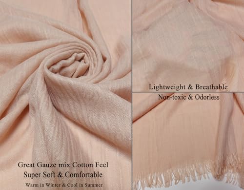 Women Summer Scarfs Lightweight Large Long Gauze Shawl Linen Beach Wrap Plain 75”×43” - color: Power Pink