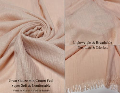 Women Summer Scarfs Lightweight Large Long Gauze Shawl Linen Beach Wrap Plain 75”×43” - color: Power Pink