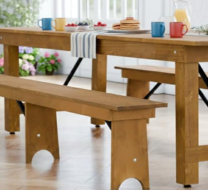 Vineyard 8' Barrel Brown Wood Folding Bench 12" x 96" - size: 96"
