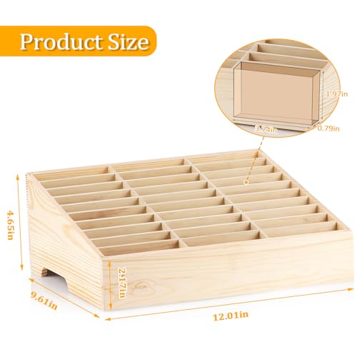 30-Grid Wooden Cell Phone Holder Desktop Organizer Storage Box for Classroom Office (30-Grid) - size: Natural 30-Grid
