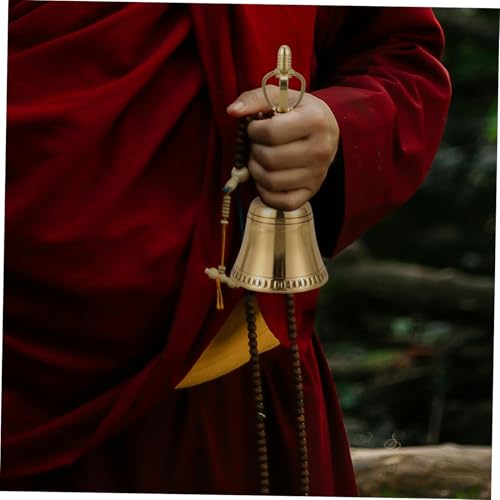 Portable Buddhism Hand Bell Traditional Copper Prayer Bell for Home Decor and Meditation Four-Sided Design for and Feng Shui and Blessings