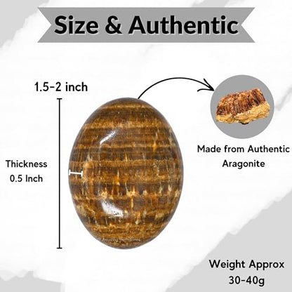 Amazing Gemstone Aragonite Crystals and Healing Stones - Large Palm Stone Crystals Piedra - Crystal for Good Luck, Balanced Positive Energy, Meditation - Unique Stocking Stuffers Gifts for Women, Men - color: Aragonite