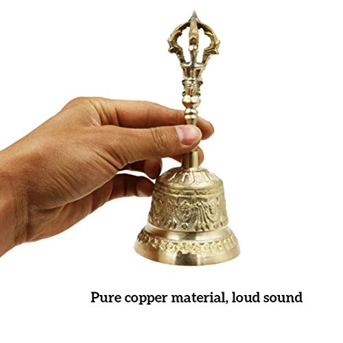 Lseqow Tibetan Hand Bell, Handmade Hand Bell Buddhist Bell Tea Meditation Alarm Prayer Tibetan Bell Dorje Vajra Buddhist Bell