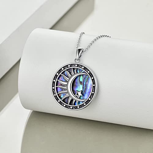 Moon Sun Star Necklace 925 Sterling Silver Abalone Shell Celestial Jewelry Gift for Women - color: Moon Sun Star Necklace