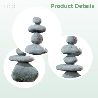 Seven-Star Gray Stone Zen Garden Decor, Stacking Stone Sculpture for Mini Sand Table, Ideal for Bonsai and Floral Art, Suitable for Karesansui Micro Landscape