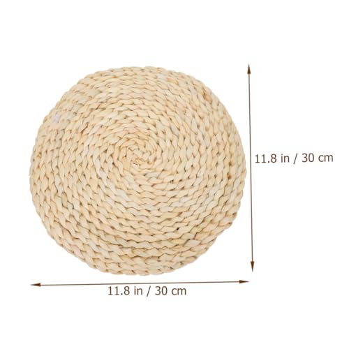 Round Corn Bran Yoga Mat Thickened Meditation Cushion Woven for Meditation Decor