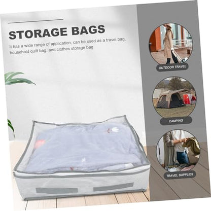 Zerodeko Multi-handle Storage Bag Quilt Storage Bags Zipper Closet Organizer Capacity Foldable Non Woven for Clothing Blanket Quilt