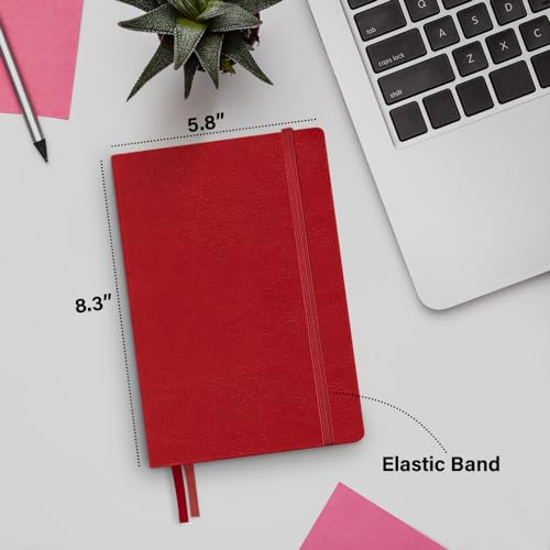 Plexon Graph Paper Notebook, Notebook Journal 160 Pages, Graph Notebook Medium 5.7 inches x 8 inches, 120 GSM Thick Paper, Red, Hardcover - color: Red, style: Graph