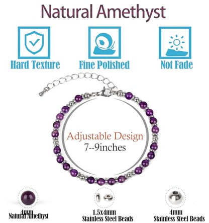 LPBeads Beaded Bracelets for Women Energy Gemstone Charm Jewelry Adjustable Bracelet Gifts for Mom, Daughter, Wife, Friends, Bestie - color: Amethyst