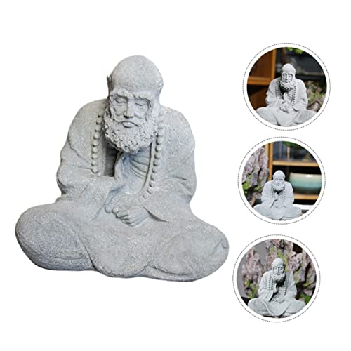 1pc Chinese Style Sitting Buddha Statue Sandstone Figurine for Home Decor Office Zen Garden and Meditation Spaces