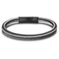 Men's Leather Bracelet, Stackable Stainless Steel Clasp Bracelets for Men Stylish Birthday, Thanksgiving, Valentine's Day Gift for My Man - style: 8.2" Silver and Black Cord