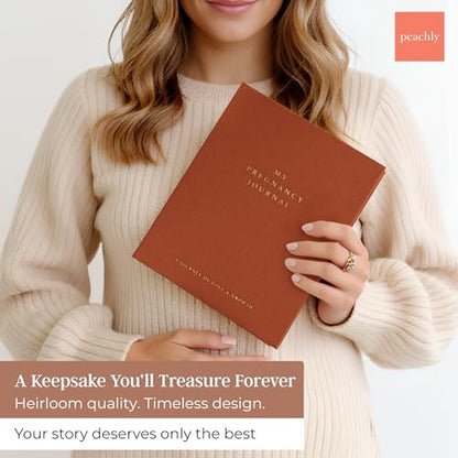 Peachly Pregnancy Journal - Linen Pregnancy Book to Capture Every Milestone - Pregnancy Must Haves - Baby Book Keepsake Pregnancy Journals For First Time Moms and Experienced Moms (Rust) - color: Rust