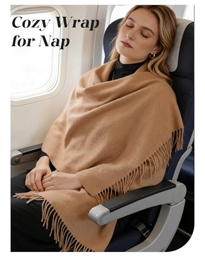 Winter Scarf for Women Pashmina Shawls and Wraps for Evening Dresses Wedding Party Bridesmaid Warm Long Scarves Shawl - color: Camel