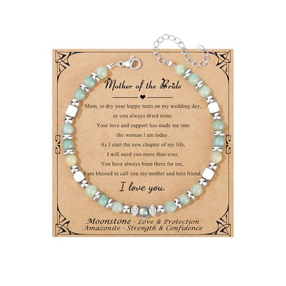 JoycuFF 𝗚𝗶𝗳𝘁𝘀 𝗳𝗼𝗿 𝗪𝗼𝗺𝗲𝗻 𝗠𝗼𝗼𝗻𝘀𝘁𝗼𝗻𝗲 𝗕𝗿𝗮𝗰𝗲𝗹𝗲𝘁 Amazonite Colorful Imperial Jasper Stainless Steel Beads Bracelets, Graduation Christmas Valentines Mothers Day Birthday Gifts - style: Mother of The Bride Gifts-Amazonite