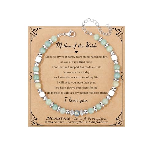 JoycuFF 𝗚𝗶𝗳𝘁𝘀 𝗳𝗼𝗿 𝗪𝗼𝗺𝗲𝗻 𝗠𝗼𝗼𝗻𝘀𝘁𝗼𝗻𝗲 𝗕𝗿𝗮𝗰𝗲𝗹𝗲𝘁 Amazonite Colorful Imperial Jasper Stainless Steel Beads Bracelets, Graduation Christmas Valentines Mothers Day Birthday Gifts - style: Mother of The Bride Gifts-Amazonite