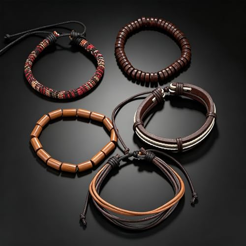 Gothic Bracelet Adjustable Punk Braided Leather Multilayer Grunge Set Bracelets Emo Metal Cuff Wrap Bangles Meaningful Gift - color: J-BZ-16