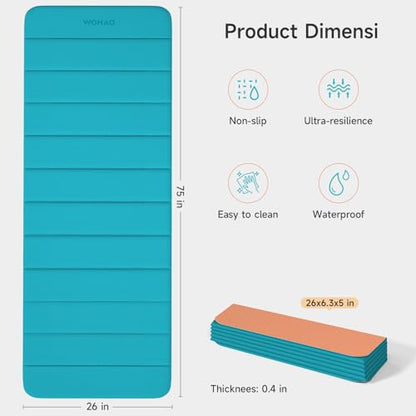 12-Fold POE Yoga Mat 75x26x0.4 Inches – Non-Slip, Compact & Workout-Friendly for Yoga, Pilates, Strength Training & Meditation - color: Acid Blue+Orange