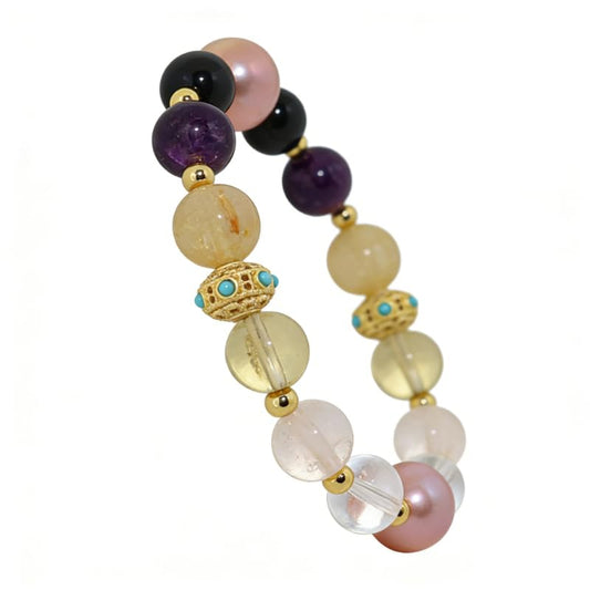 Natural Bead Bracelet 10mm Healing Crystal Bracelet for Women & Men Feng Shui Good Luck Meditation Buddhist Jewelry Handmade Stone Beaded Jewelry for Gift - color: Pearl CORAC
