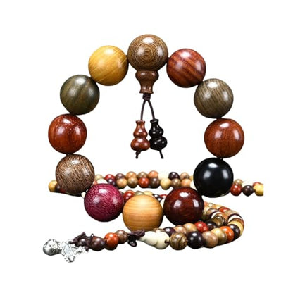 Handcrafted Wooden Bead Bracelet Mixed Natural Wood Colors Prayer Bracelet for Men or Women,1pc/pack - style: Dia.15mmX15pcs