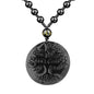 Black Obsidian Necklace Protection Pendant with Extended Bead Chain Healing Crystal Stone Amulet Necklace for Men Women - color: Tree of Life