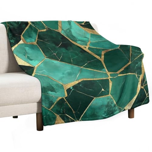 Soft Winter Warm Blanket, Emerald Green Marbled Gold Glitters Green Marble Soft Cozy Flannel Blanket, Unisex Decor Cover - color: Color67, size: 30"x40"