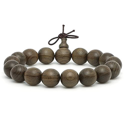 12mm Wooden Bead Bracelet, Natural Gloomy Wood Bead Bracelet, 17 Bead Buddhist Prayer Bead Bracelet, Fashion Hand Served Bead Bracelet, Vintage Wooden Bead Bracelet