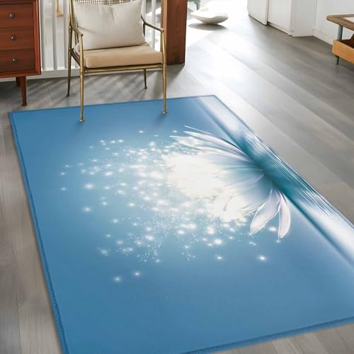 3x5ft Rectangle Rug,Meditation Lotus Flower Washable Area Rugs Non-Slip Accent Rug Asian Zen Spiritual Soft Circle Carpet for Living Room Bedroom Home Office Decor - size: 36x60in