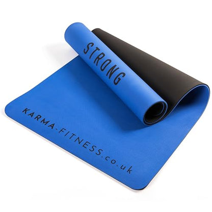 Large Exercise Mat – Extra Thick 10mm Workout Mat (72"x32") – Non-Slip TPE Yoga Mat for Women & Men – Pilates, HIIT, Fitness & Home Gym Mat – Includes Free Carry Bag - color: Blue - Printed