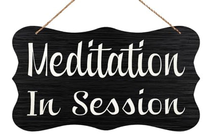 Compladeta Wooden Decor Meditation In Session Wood Namaste Ohm Om Sign Wooden Sign Rustic Wood Wall Entryway Plaque For Bedroom Living Room Decor 12X6 In