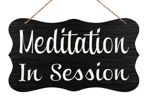 Compladeta Wooden Decor Meditation In Session Wood Namaste Ohm Om Sign Wooden Sign Rustic Wood Wall Entryway Plaque For Bedroom Living Room Decor 12X6 In