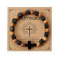 MILAKOO Wooden Bracelet with Black Stainless Steel Cross Charms Bead Christian Gifts for Women Men - color: A5