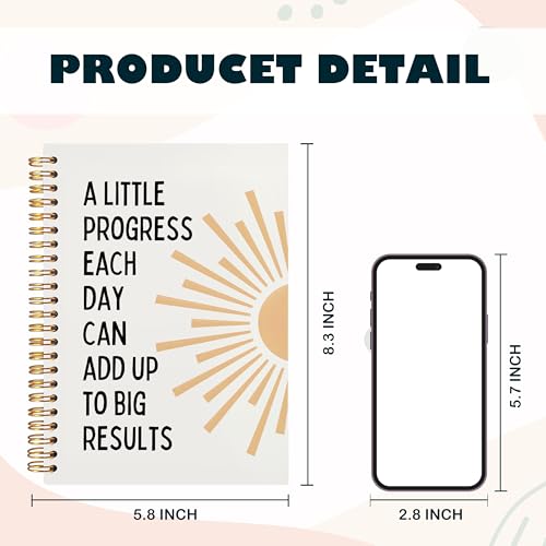 BearCake Boho Sun Inspirational Motivational Notebooks Journal,Mental Health Gifts, a Little Progress Each Day Can Add Up to Big Results Notebooks,Boho Sunshine Notebook,Spiral Notebook 5.5x8.3 - color: white-physiotherapy-sunrise