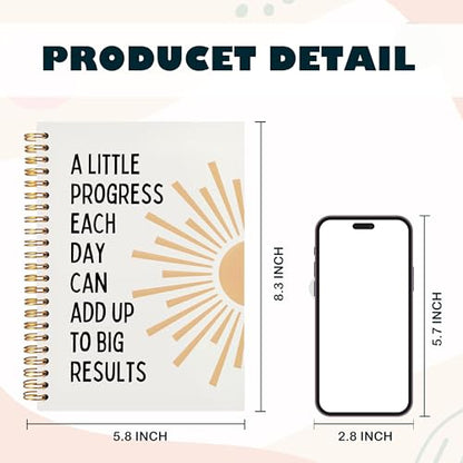 BearCake Boho Sun Inspirational Motivational Notebooks Journal,Mental Health Gifts, a Little Progress Each Day Can Add Up to Big Results Notebooks,Boho Sunshine Notebook,Spiral Notebook 5.5x8.3 - color: white-physiotherapy-sunrise