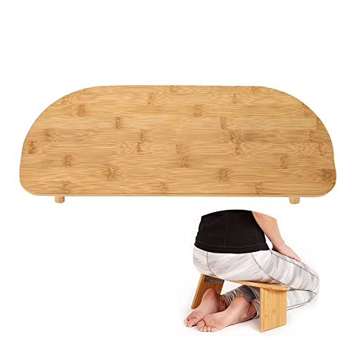 Bamboo Meditation Bench Foldable, Kneeling Meditation Bench with Foldable Meditation Bench Legs, Includes Carrying Bag