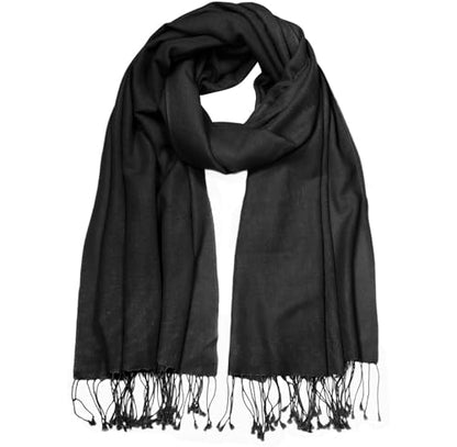 TZ Promise Women Pashmina Shawls and Wraps for Evening Dresses,Soft Large Long Scarf for Wedding,Bride Bridesmaid Gifts - color: Black