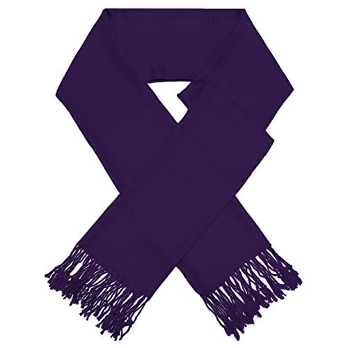 Glory Max Women Large Soft Silky Pashmina Shawl Wrap Scarf in Plain Solid Colors - color: Dark Purple