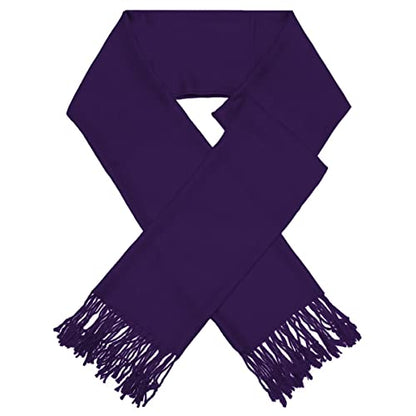 Glory Max Women Large Soft Silky Pashmina Shawl Wrap Scarf in Plain Solid Colors - color: Dark Purple