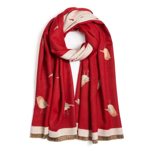 QIUTIMIY Pashmina Shawl Wraps for Womens Winter Scarf Reversible Pattern Designer Ladies Shawls and Wraps for Evening Dresses - color: Flower3-red