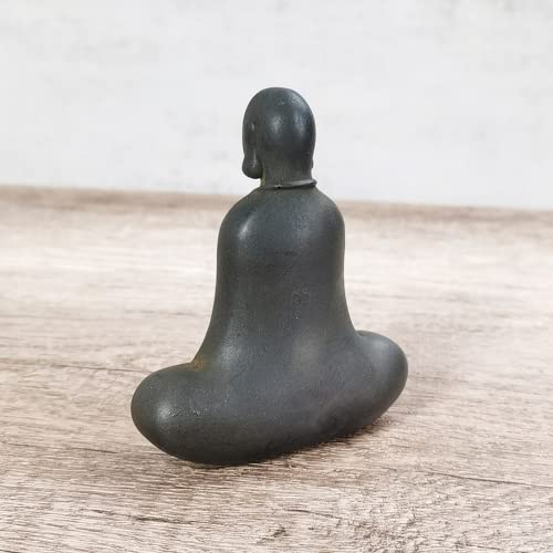 NA Solid Creative Cast Ironfaceless Buddha Statue Figurine, Black Abstract Study Meditation Room Garden Handmade Buddha Statue Sculpture